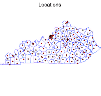 map of Kentucky Drug Treatment Centers