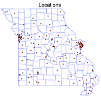map of Missouri Drug Treatment Centers