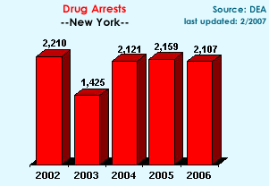 Drug Violation Arrests in New York, 2002-2006